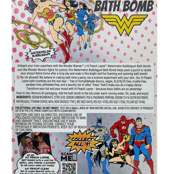 Hi Peach Layne JLA 4 Bath Bomb Bundle, Flash, Batman, Superman, Wond Woman - Picture 9 of 13